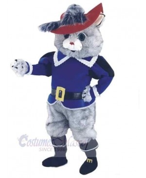 Cavalier Grey Cat Long Fur Mascot Costume Animal