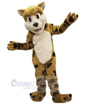 Happy Big Eyes Bobcat Mascot Costume Animal