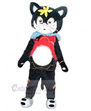 Cute Black Flower Cat Mascot Costume Animal