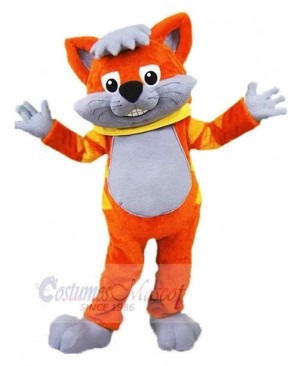 Orange Cat Mascot Costume Animal with Gray Belly