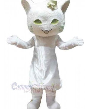 Elegant White Cat Mascot Costume Animal