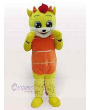 Yellow Cat Mascot Costume Animal in Orange Clothes
