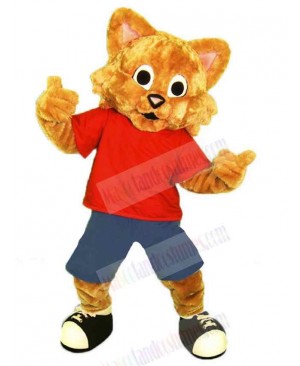 Funny Sport Cat Mascot Costume Animal in Red T-shirt
