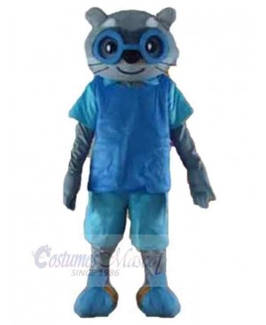 Funny Cat Mascot Costume Animal with Blue Glasses