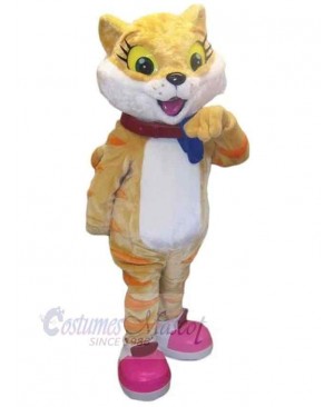 Superb Happy Yellow Cat Mascot Costume Animal