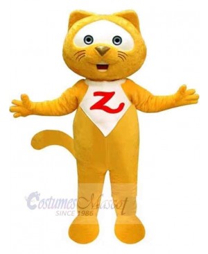 Funny Yellow And White Cat Mascot Costume Animal Adult
