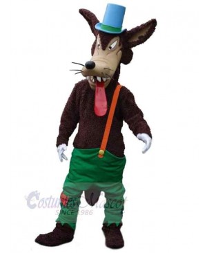 Bad Wolf Mascot Costume Animal with Blue Hat