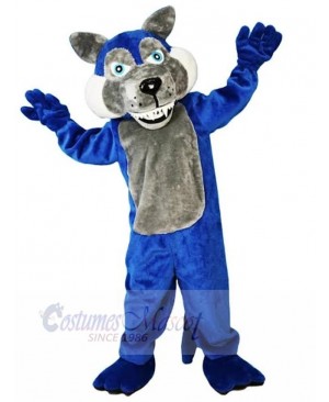 Blue Wolf Mascot Costume Animal with Gray Belly