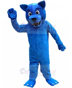 Cute Smiling Blue Wolf Mascot Costume Animal