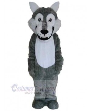 Cute Gray Wolf Long Wool Mascot Costume Animal