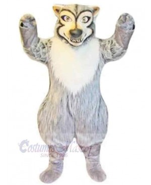 Cute Strong Gray Wolf Mascot Costume Animal with White Belly