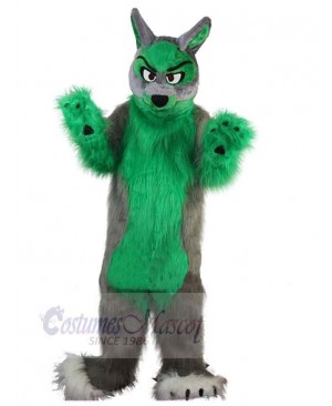 Power Green and Strong Wolf Mascot Costume Animal