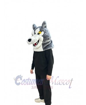 Gray Wolf Mascot Costume Animal Head Only