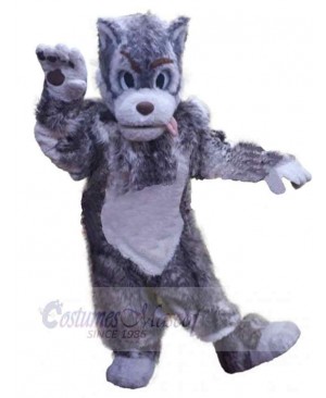Funny Gray Wolf Mascot Costume Animal with Tongue