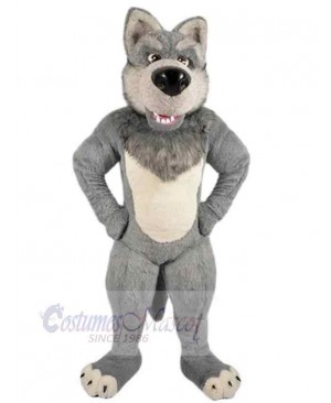 Grey Furry Wolf Mascot Costume Animal Adult