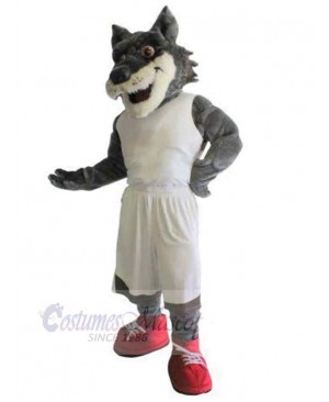 Power Sport Wolf Mascot Costume Animal in White Clothes