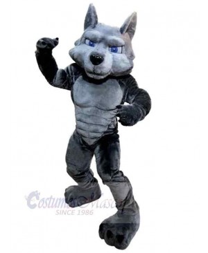 Power Muscle Gray Wolf Adult Mascot Costume Animal