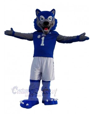 Sport Blue and Grey Wolf Mascot Costume Animal