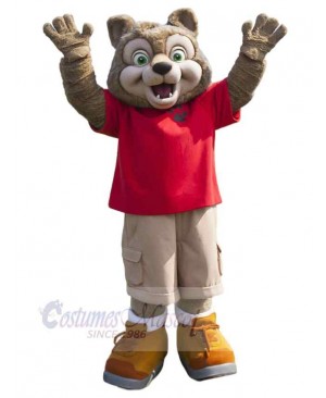 Happy Big Eyes Brown Wolf Mascot Costume Animal