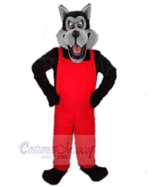 Bad Wolf Mascot Costume Animal in Red Clothes