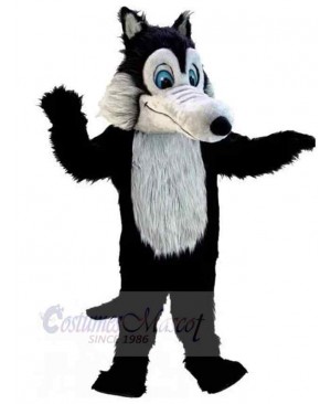 Black Wolf Plush with Gray Belly Mascot Costume Animal