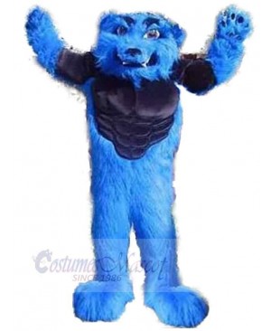Fierce Blue Wolf Mascot Costume Animal Adult