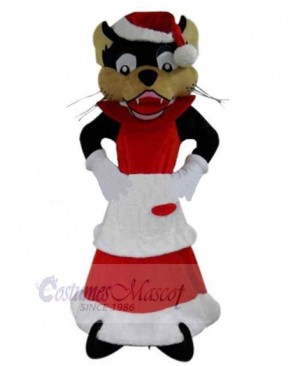 Christmas Black Wolf Female Lady Mascot Costume Animal Adult