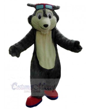 Gray Wolf Pilot Mascot Costume Animal