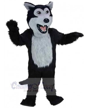 Sharp Teeth Black Plush Wolf Mascot Costume Animal Adult