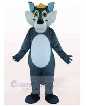 Gray Wolf Mascot Costume Animal with Blue Ears