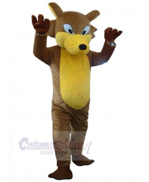 Brown Wolf Mascot Costume Animal with Yellow Belly