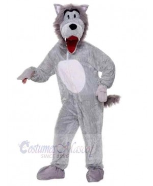 Small Eyes Light Gray Wolf Mascot Costume Animal
