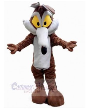 Brown Wolf Mascot Costume Animal with Yellow Eyes