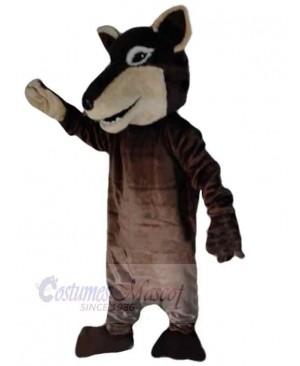 Pointed Mouth Brown Wolf Mascot Costume Animal