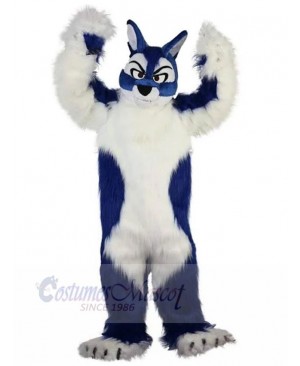 Long Fur Blue and White Wolf Mascot Costume Animal