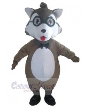 Cute Baby Wolf Mascot Costume Animal with Glasses