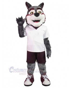 High School Wolf Mascot Costume Animal in White T-shirt