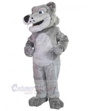 Plush Gray Wolf Mascot Costume Animal with Fangs