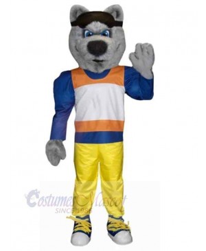 Cool Ski Wolf Mascot Costume Animal Adult