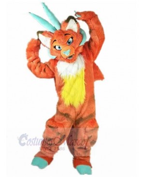 Long-horned Orange Wolf Mascot Costume Animal