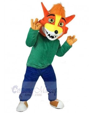 Optimistic Orange Wolf Mascot Costume Animal