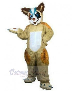 Blue Eyes Brown Wolf Mascot Costume Animal