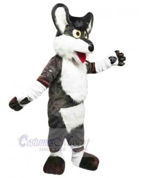 Surprised Black and White Wolf Mascot Costume Animal