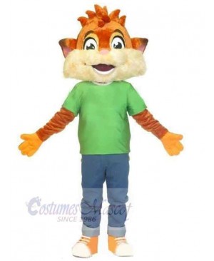 Baby Tiger Mascot Costume Animal in Green T-shirt