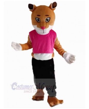 Tiger Mascot Costume Animal in Pink Vest