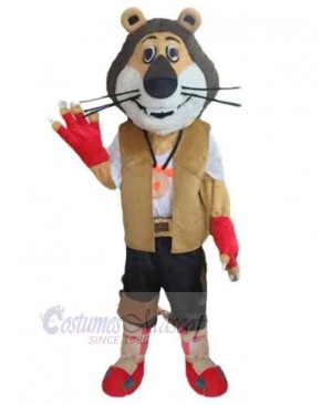 Outdoor Tiger Mascot Costume Animal in Brown Vest