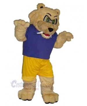 Beige Tiger with Long Fangs Mascot Costume Animal