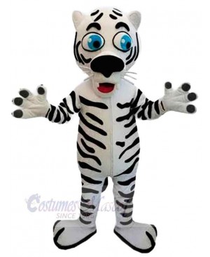 Slim Black and White Tiger Mascot Costume Animal