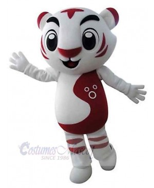 Red and White Tiger Feline Mascot Costume Animal