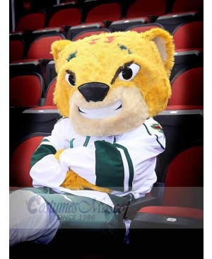 Smiling Tiger Mascot Costume Animal in Sportswear